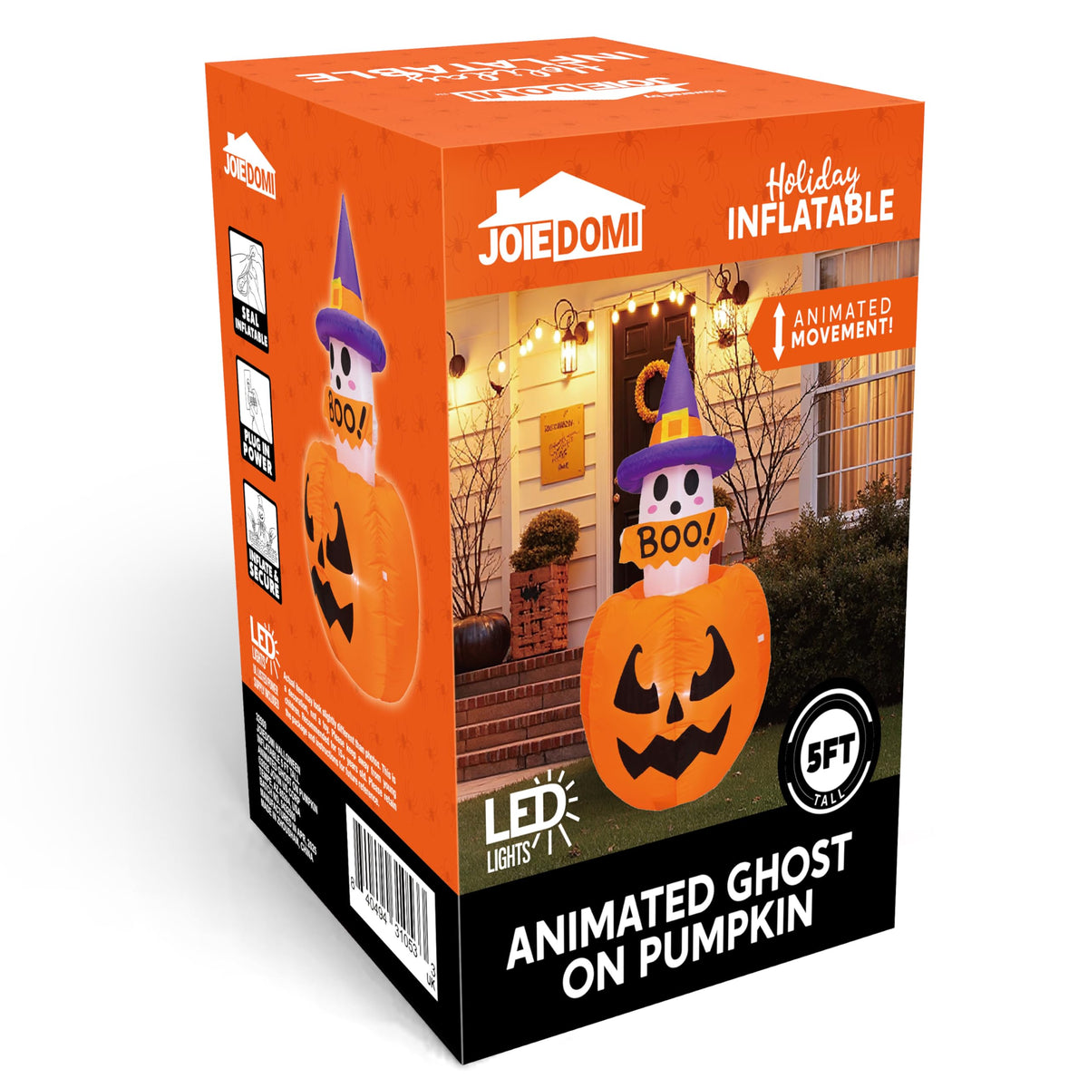 Joiedomi 5 FT Animated Pumpkin Ghost Inflatable - LED Outdoor Decor