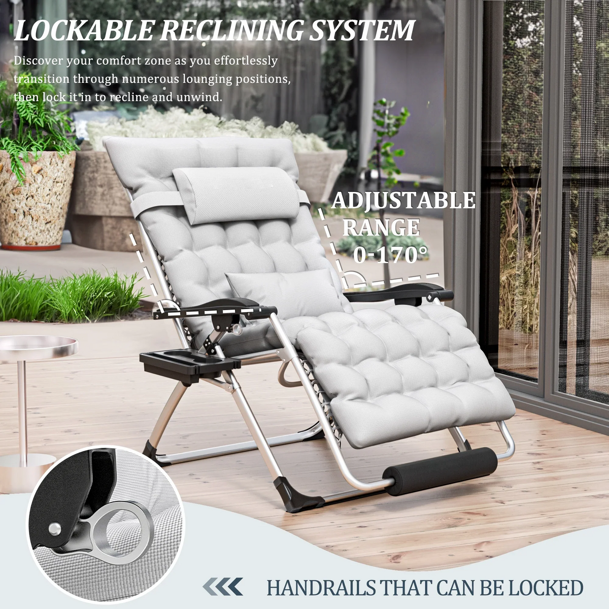 VIKRN Portable Folding Lounge Chair – Heavy-Duty Outdoor Recliner with 500LB Capacity