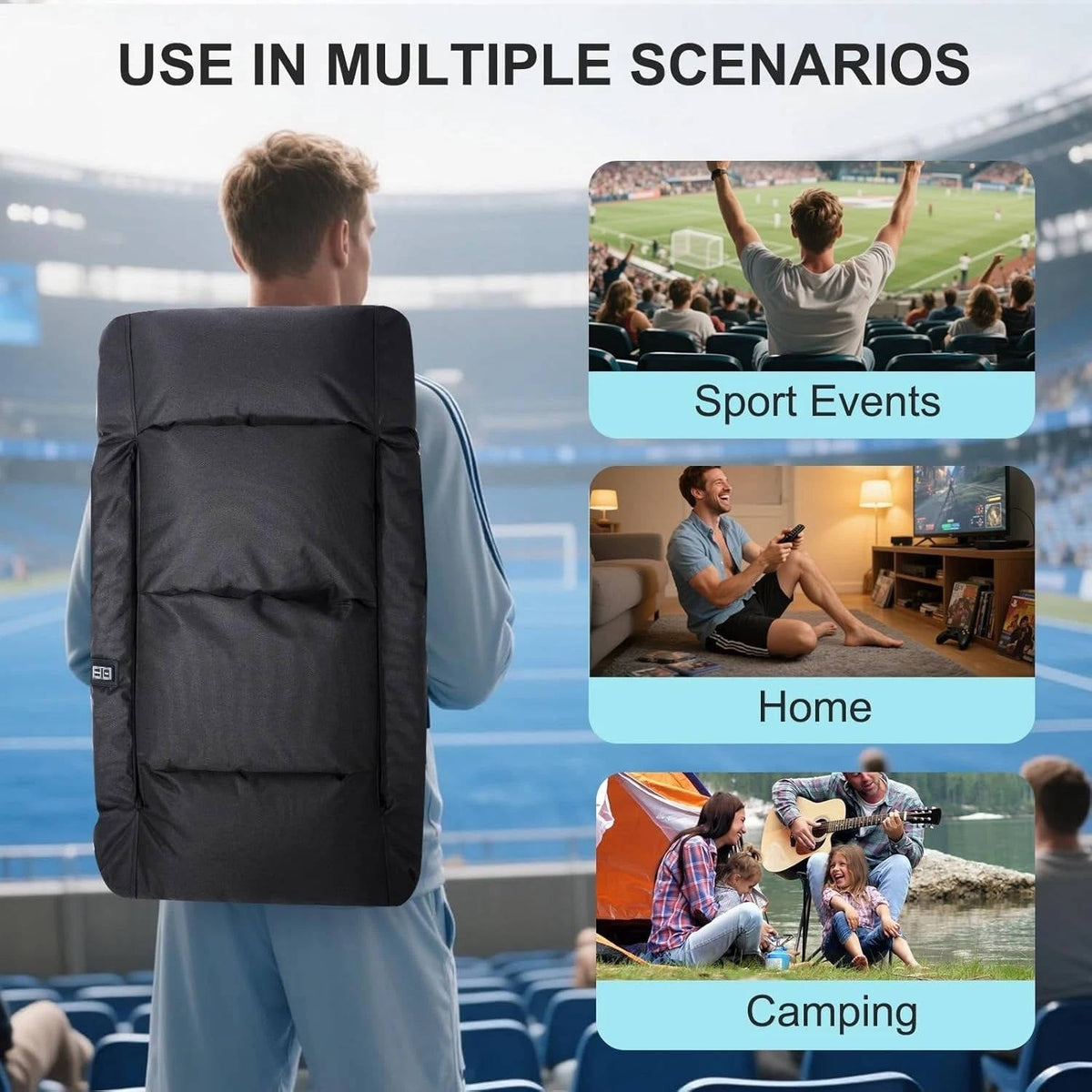 VIKRN Stadium Seat with Heat & Back Support – Portable Padded Bleacher Cushion Chair