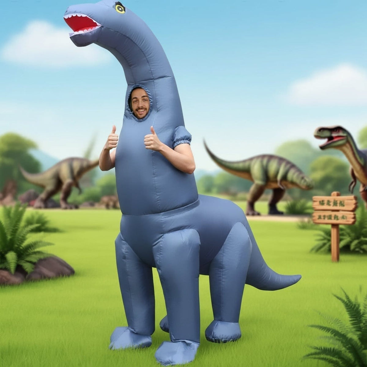 Inflatable Dinosaur Halloween Party Costume With Instant Dino Impact