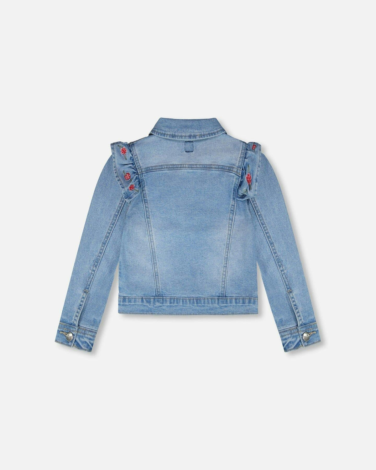 Light Blue Denim Jacket With Embroidery