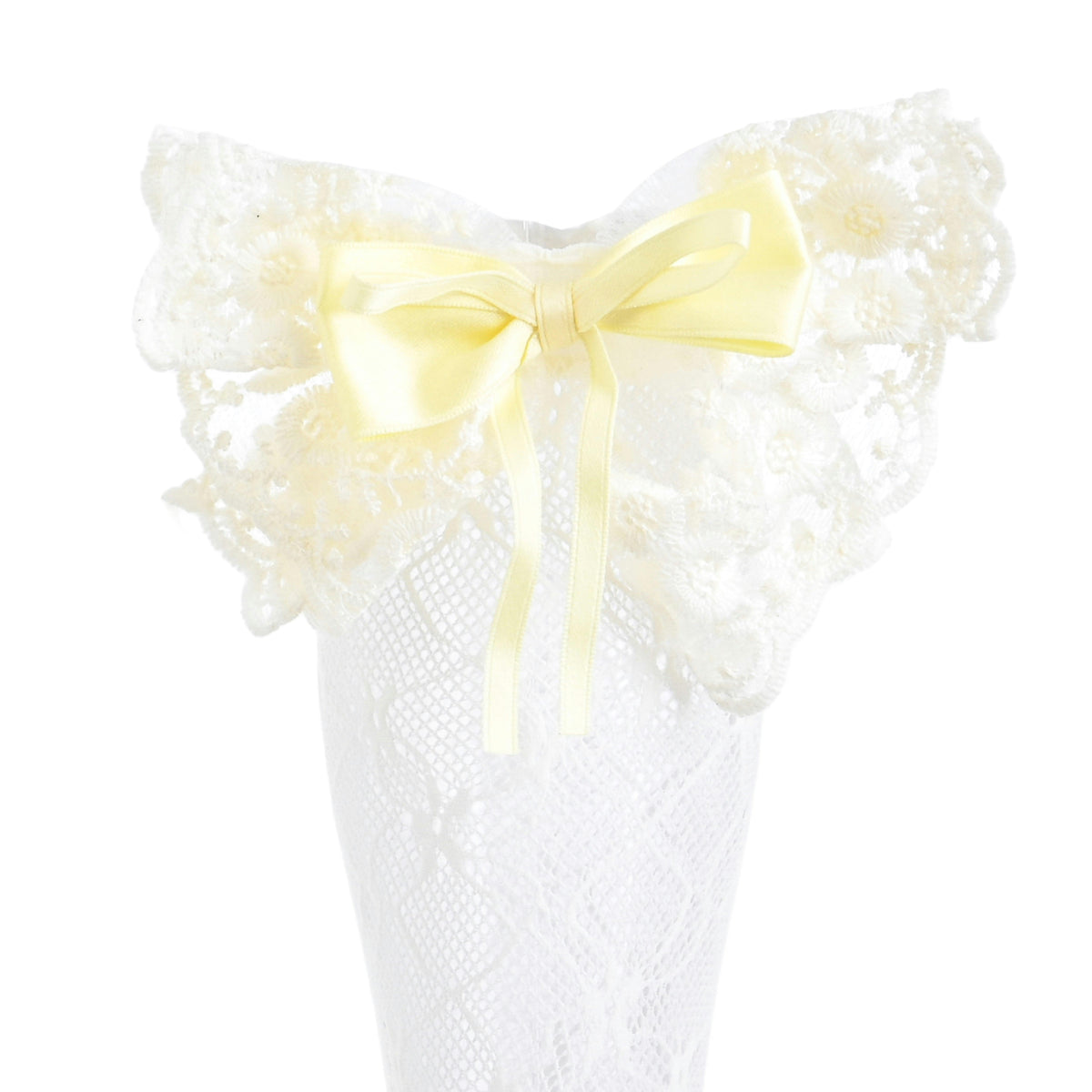 Embroidered Ribbon Bow Long Socks