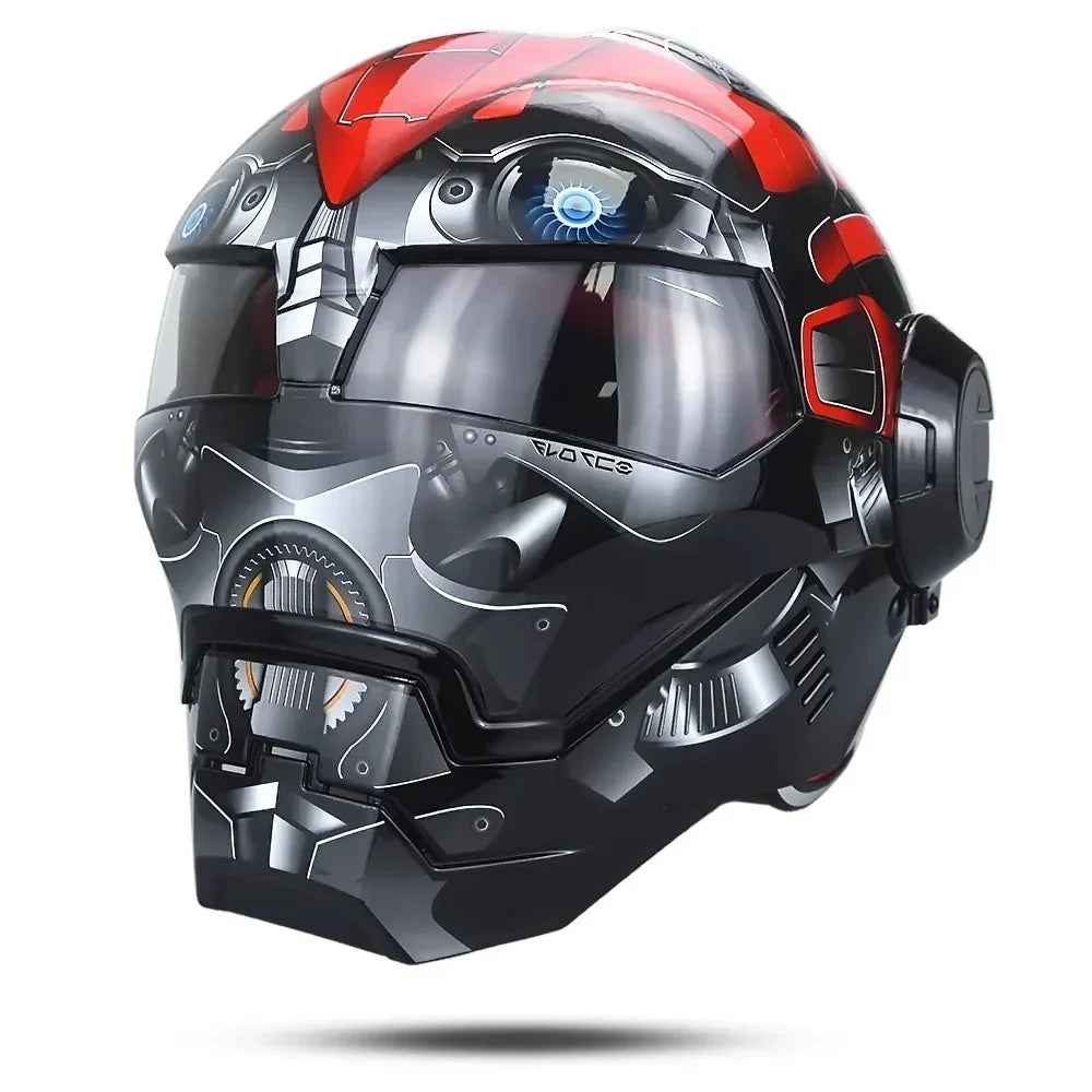 Retro Full-Face Motorcycle Helmet - Bubble Visor Vintage Cafe Racer Style