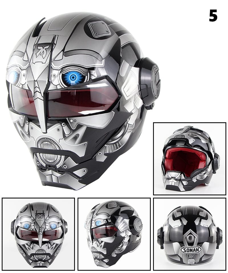 Flip-Up Modular Motorcycle Helmet - Retro Full-Face with Open Visor