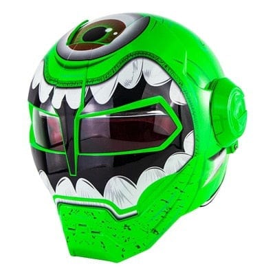 Flip-Up Modular Motorcycle Helmet - Retro Full-Face with Open Visor