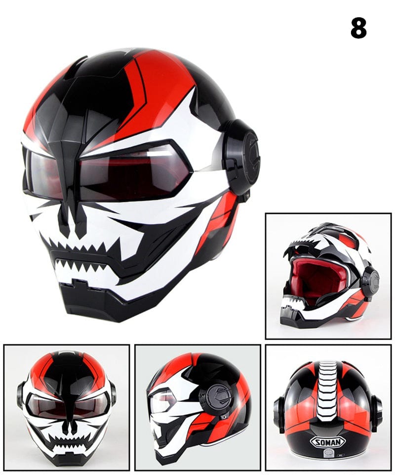 Flip-Up Modular Motorcycle Helmet - Retro Full-Face with Open Visor