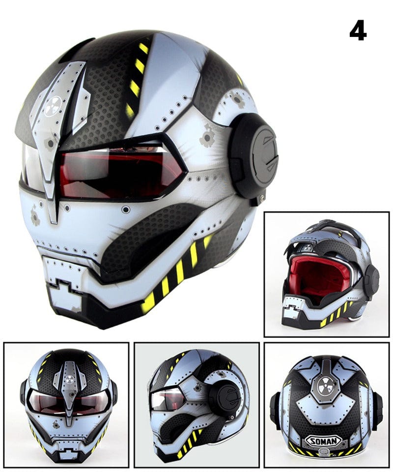 Flip-Up Modular Motorcycle Helmet - Retro Full-Face with Open Visor