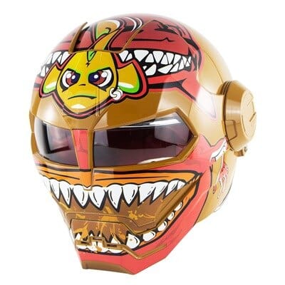 Flip-Up Modular Motorcycle Helmet - Retro Full-Face with Open Visor