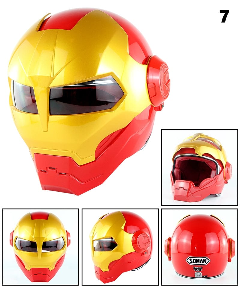 Flip-Up Modular Motorcycle Helmet - Retro Full-Face with Open Visor