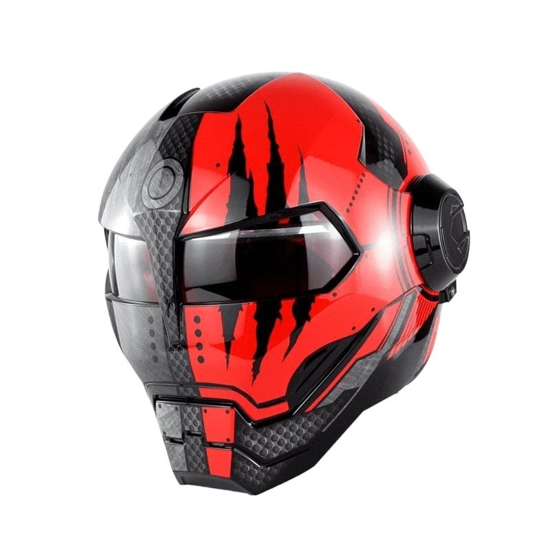 Flip-Up Modular Motorcycle Helmet - Retro Full-Face with Open Visor