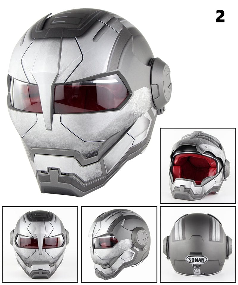 Flip-Up Modular Motorcycle Helmet - Retro Full-Face with Open Visor