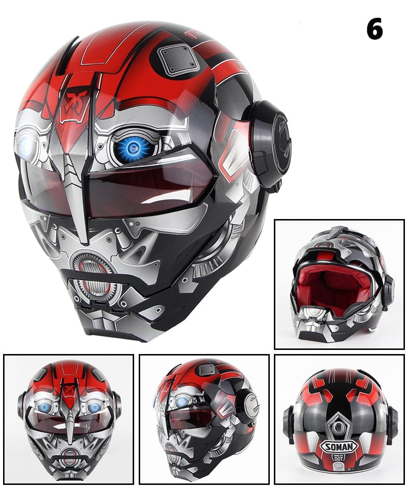Flip-Up Modular Motorcycle Helmet - Retro Full-Face with Open Visor