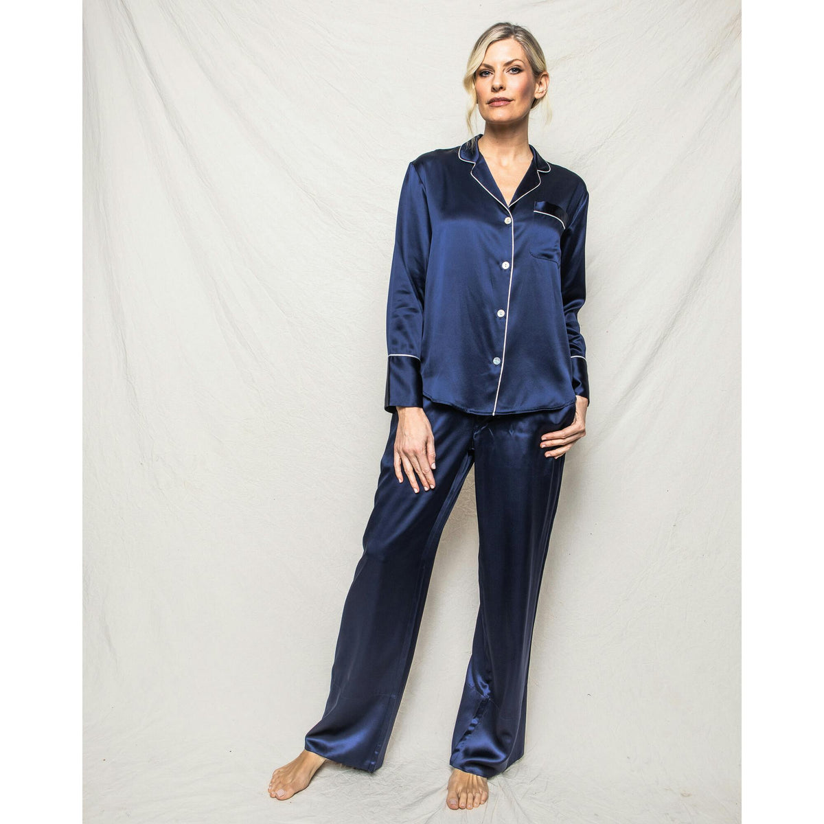 Women's Silk Pajama Set in Pink