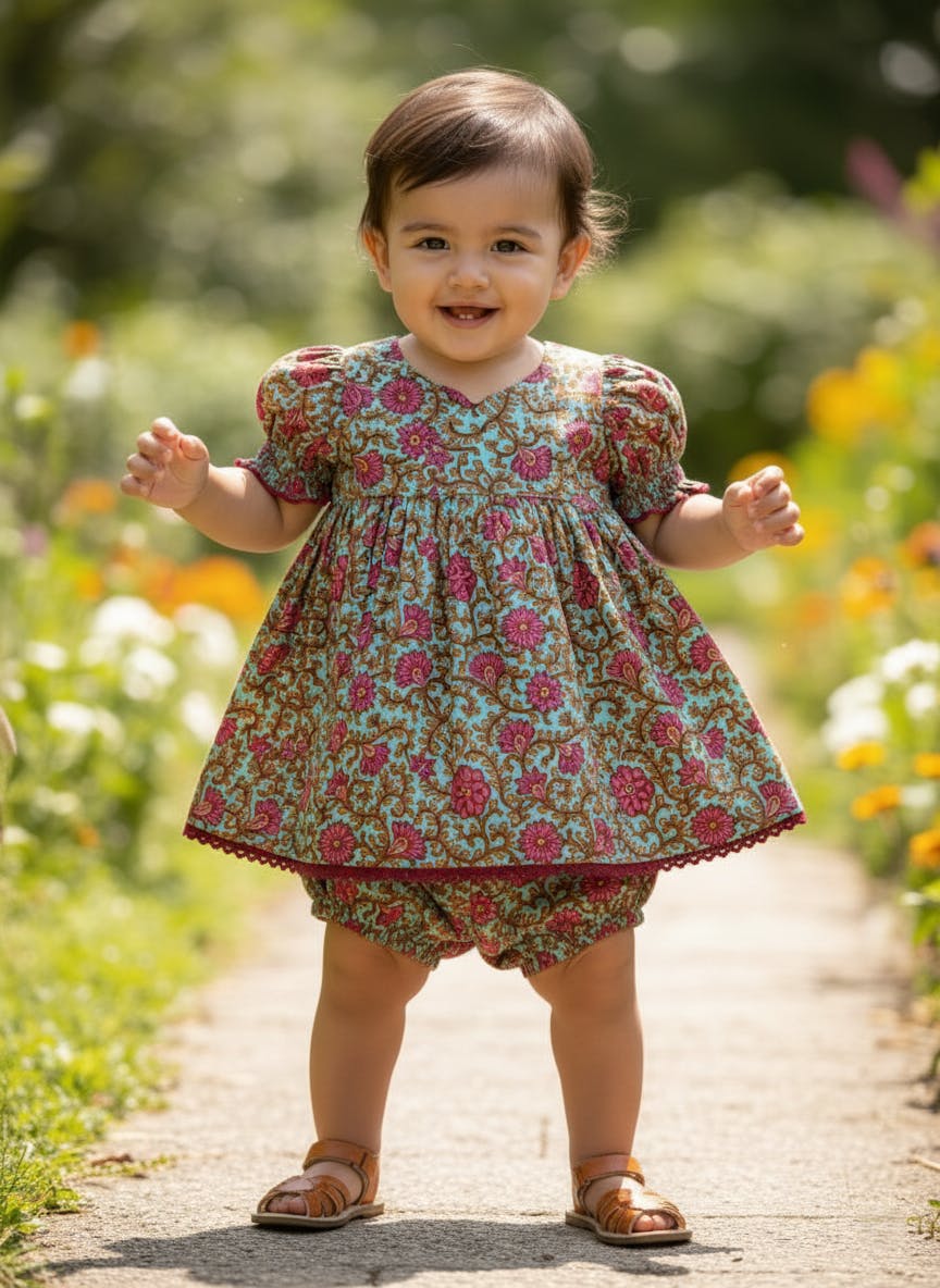 Alisha Swing Dress Turquoise — Cotton Girls Dress | Infant to Tween 0-13 Years