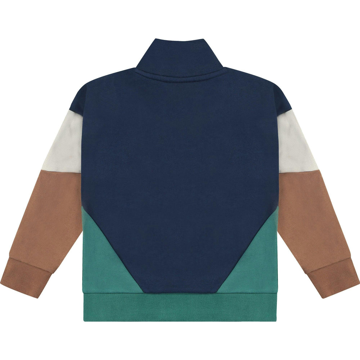Color-Block Mock Collar Quarter Zip Pullover Sweatshirt