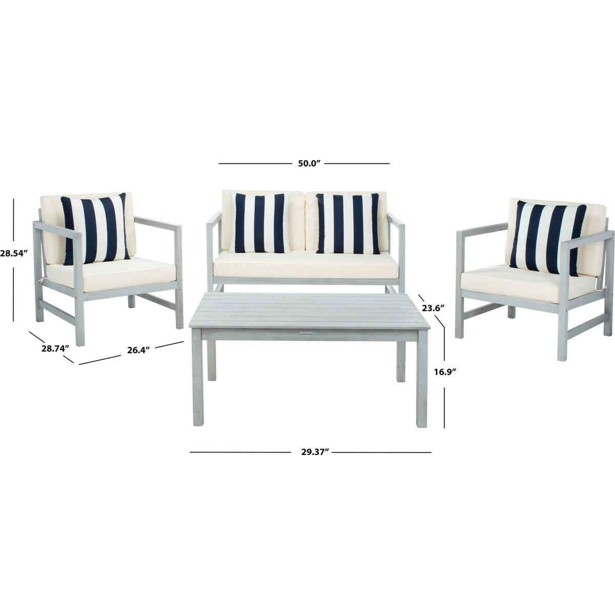 Montez 4-Piece Outdoor Set with Accent Pillows