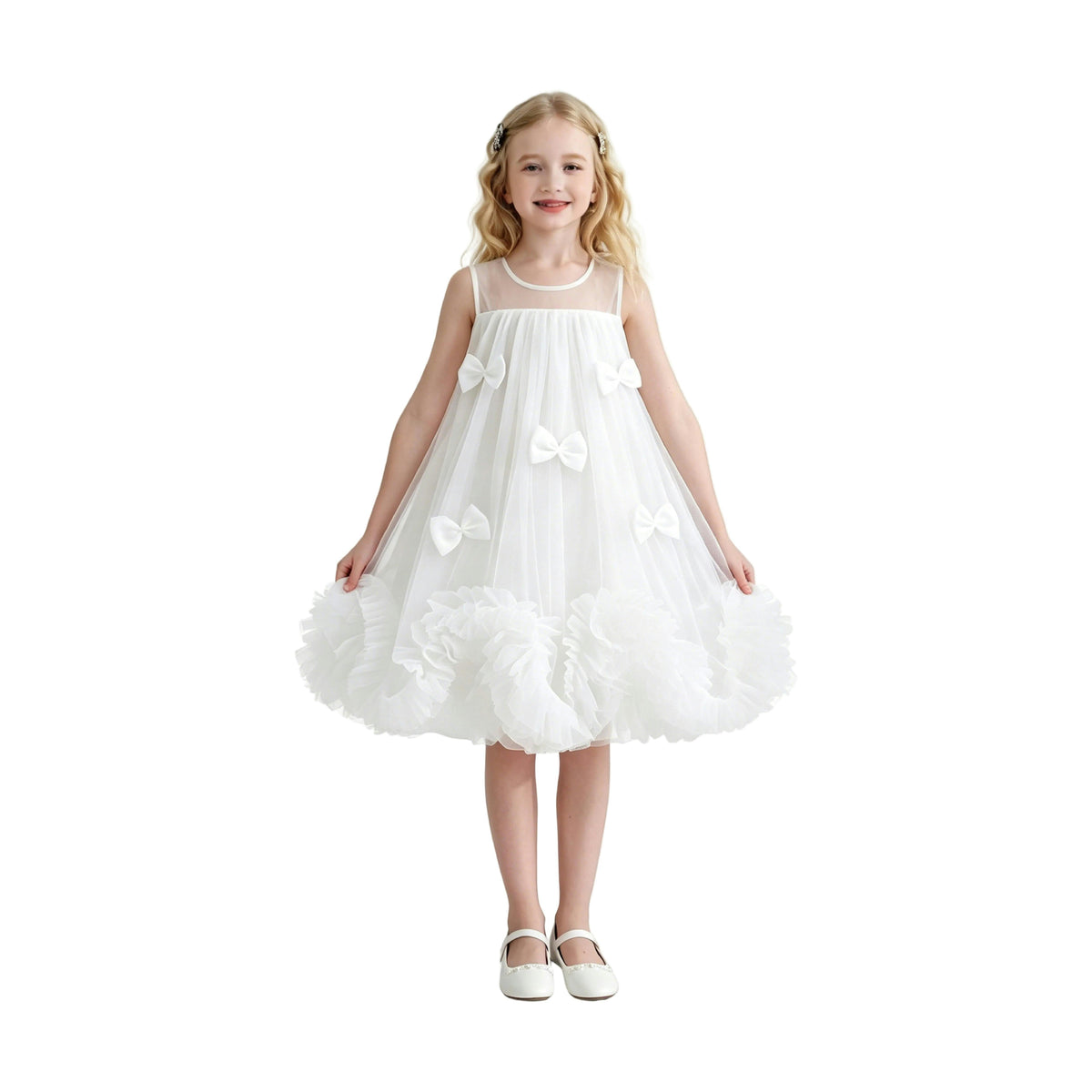White Mirielle Ribbon Bow Dress