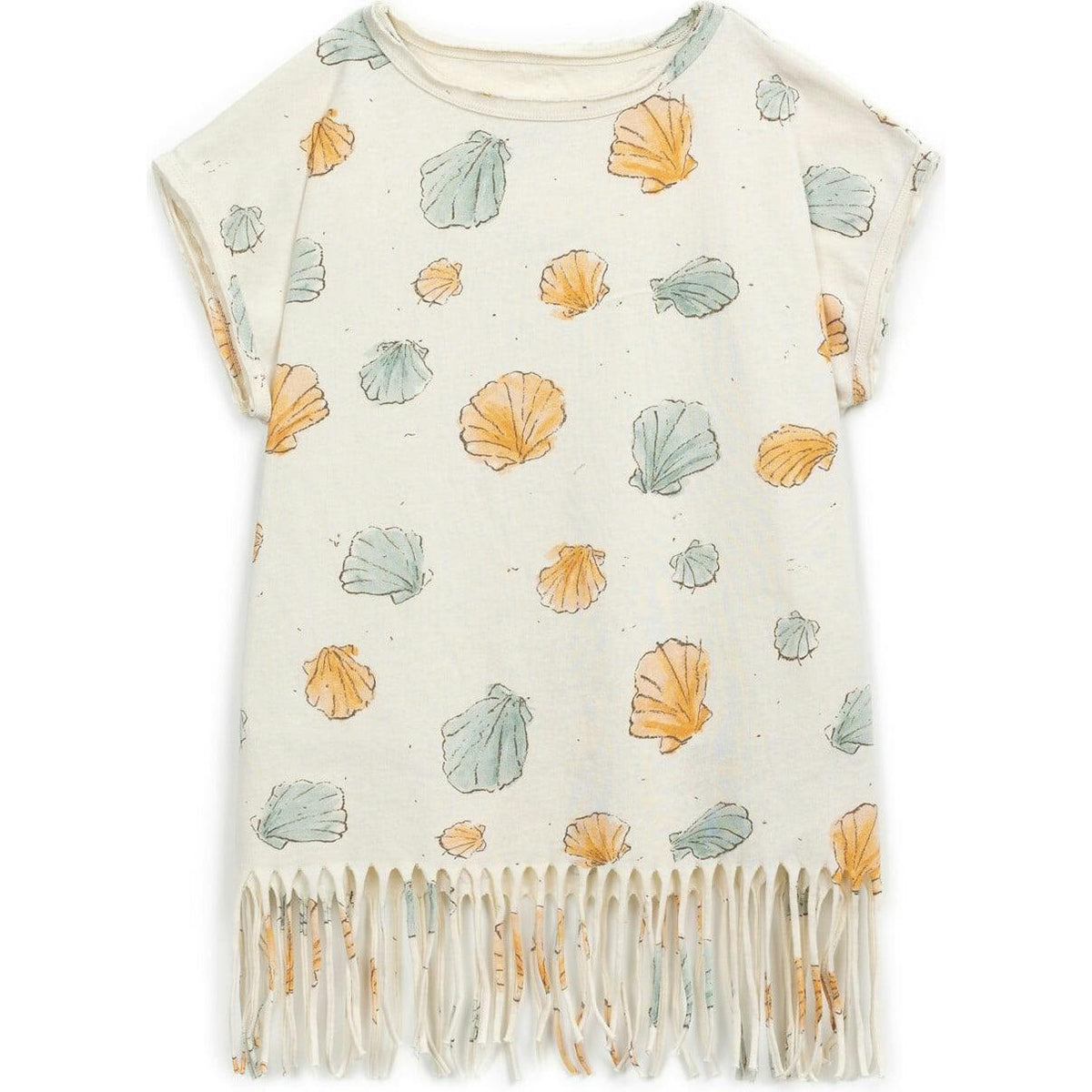 All-Over Clam Print Short Sleeve Dress