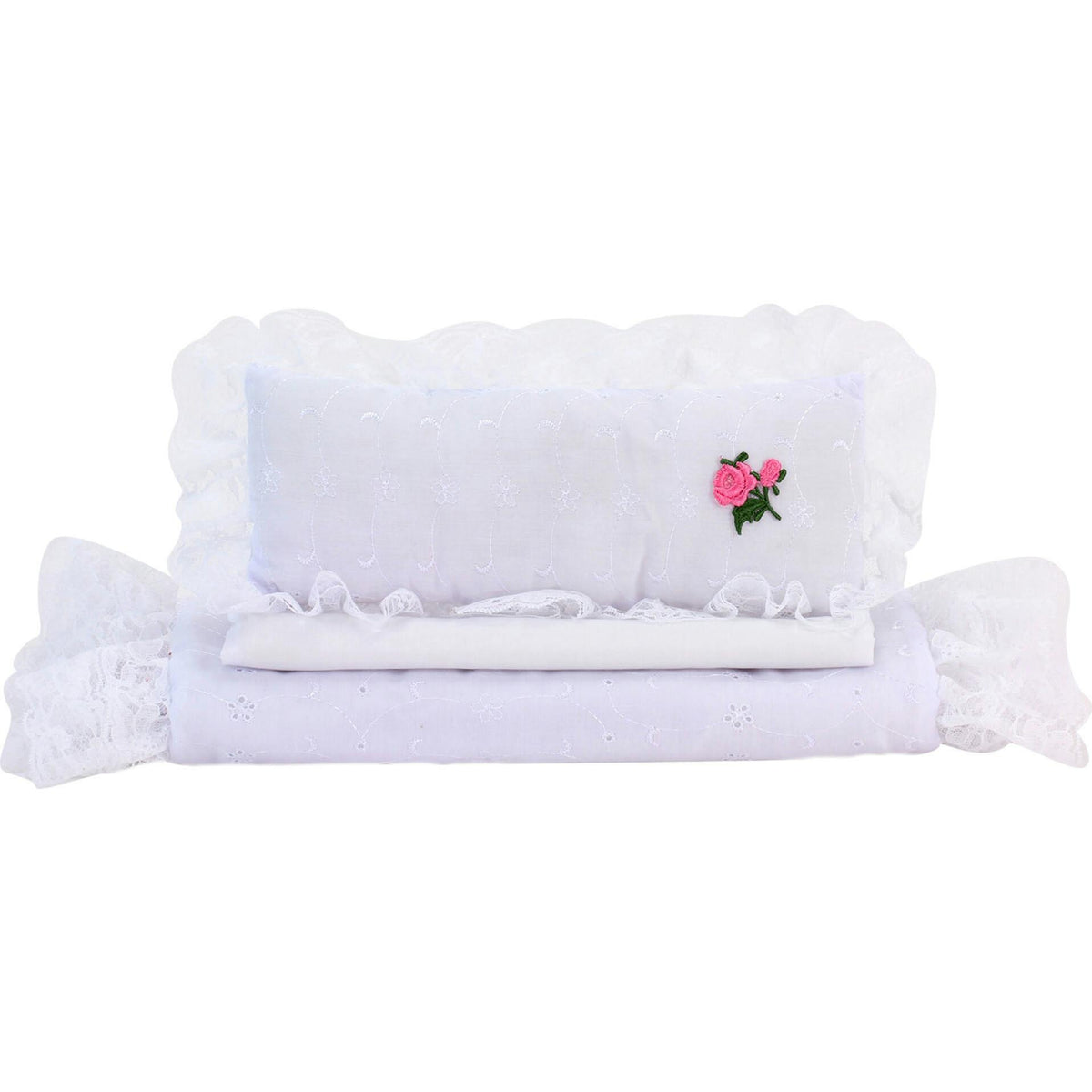 Sophia's 3-Piece Eyelet Bedding Set for 18" Dolls, White