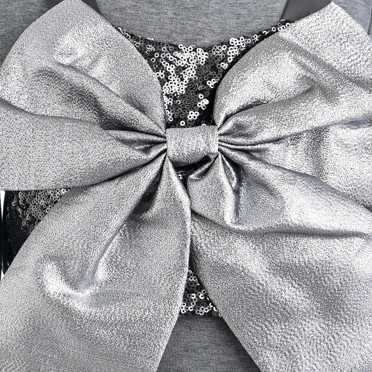 Gray Melina Bow Ruffle Set