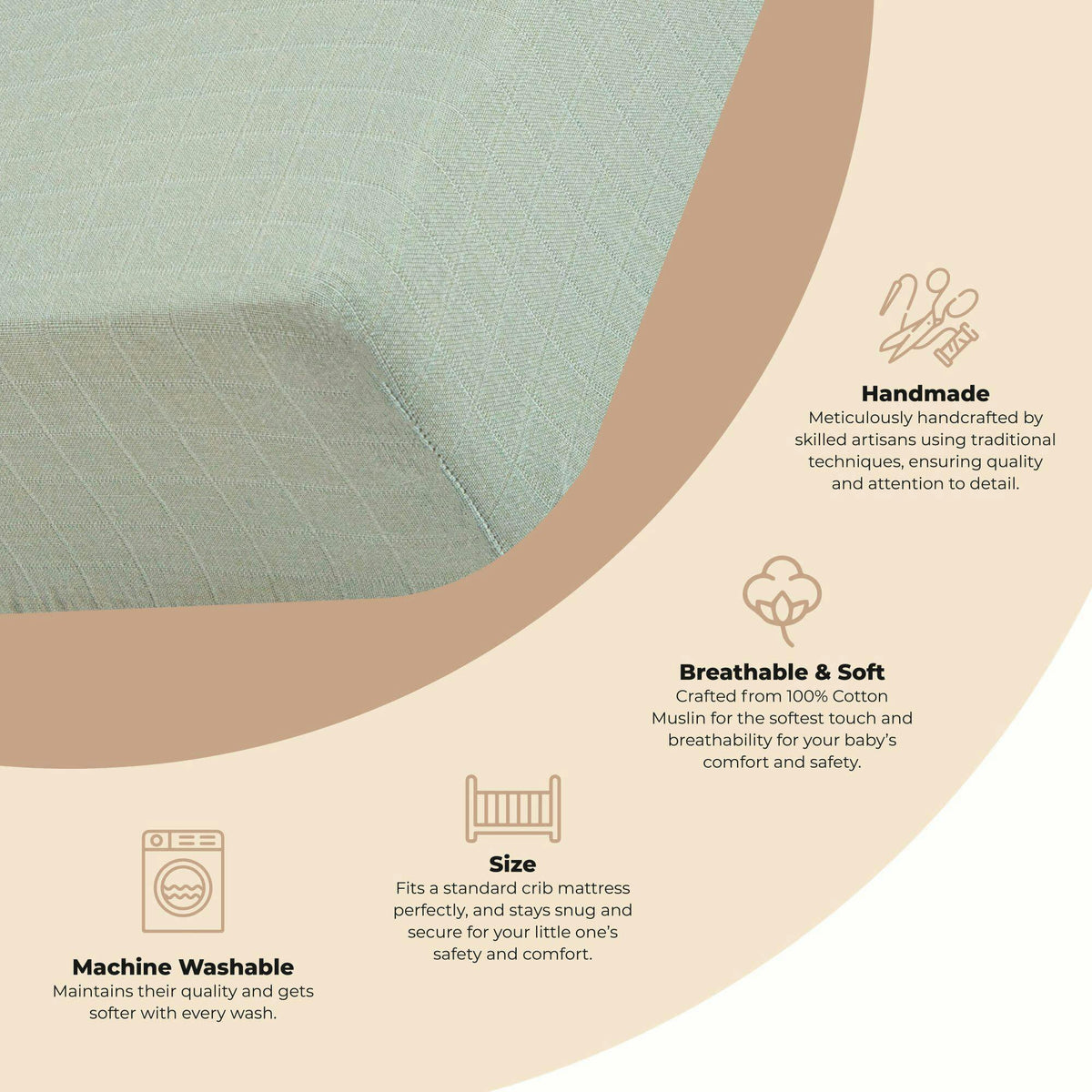 Muslin Fitted Crib Sheet (Evergreen)