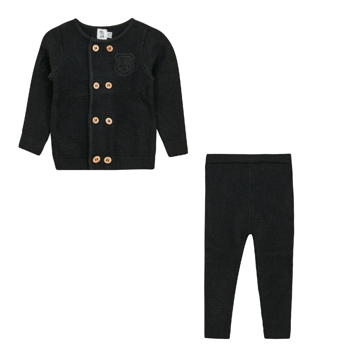 Crest Knitted Double-Breasted Button Front Top and Pants Two Piece Set