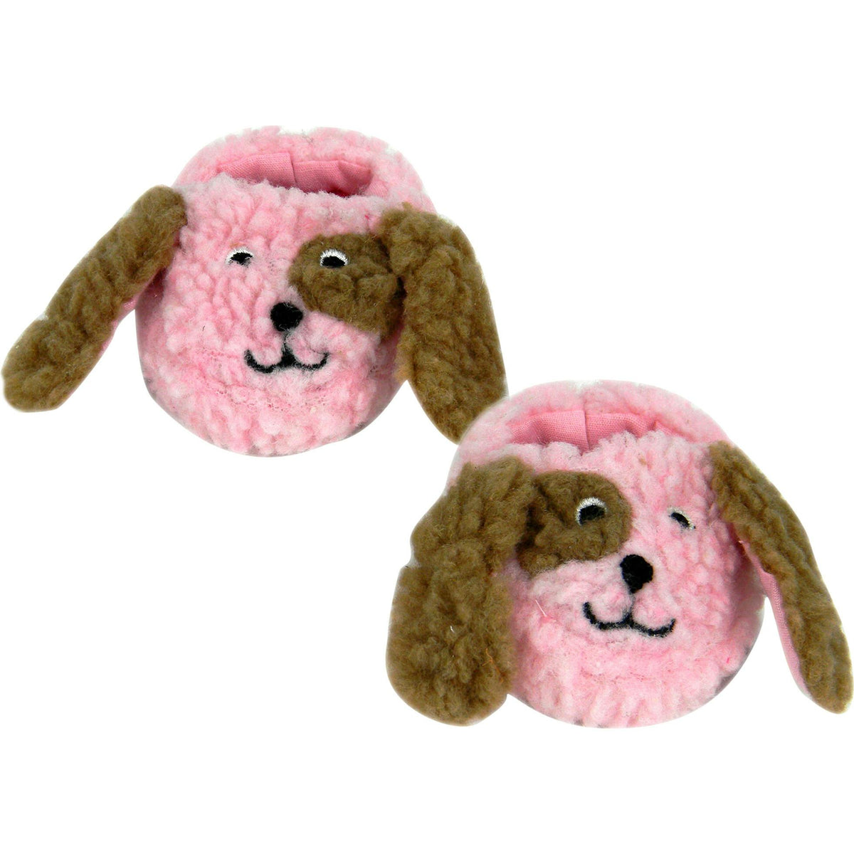 Sophia's Sherpa Puppy Dog Face Slippers for 18" Dolls, Pink/Brown