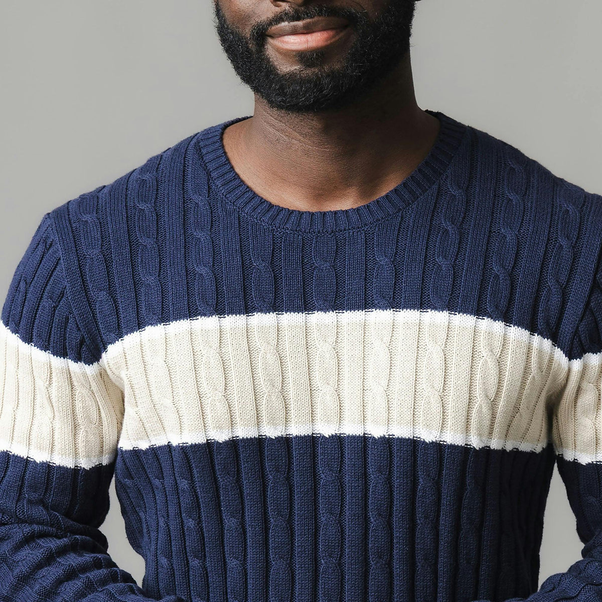 Organic Crew Neck Cable Sweater