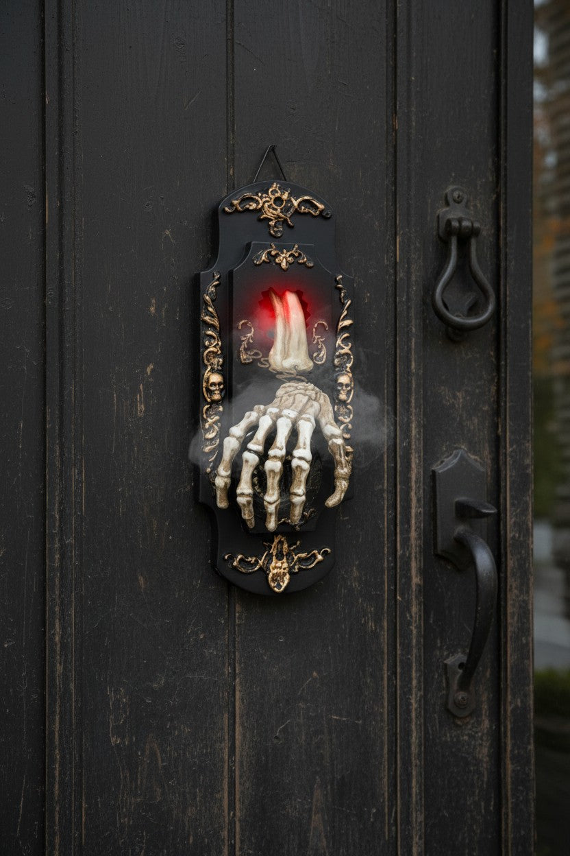 Motion Activated Halloween Doorbell with Glowing Moving Eyeball and Mist Spray