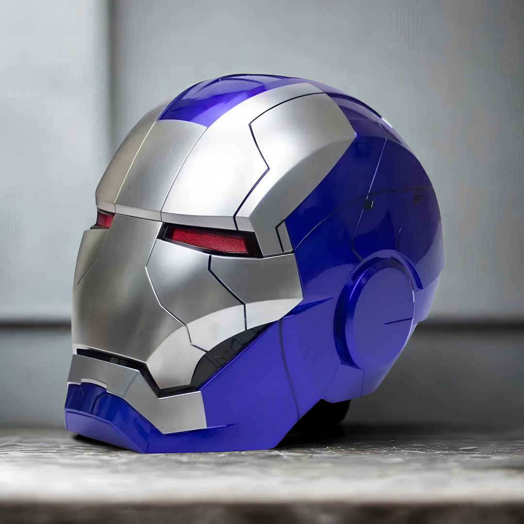 Blue Iron Man MK5 Helmet "Pepper" (With Jarvis - Voice, Remote, and Touch Control)