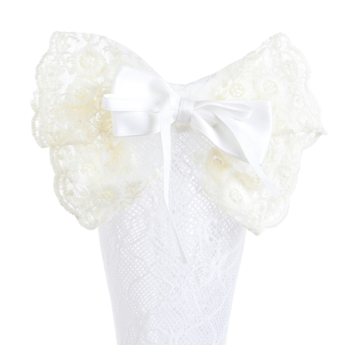 Embroidered Ribbon Bow Long Socks