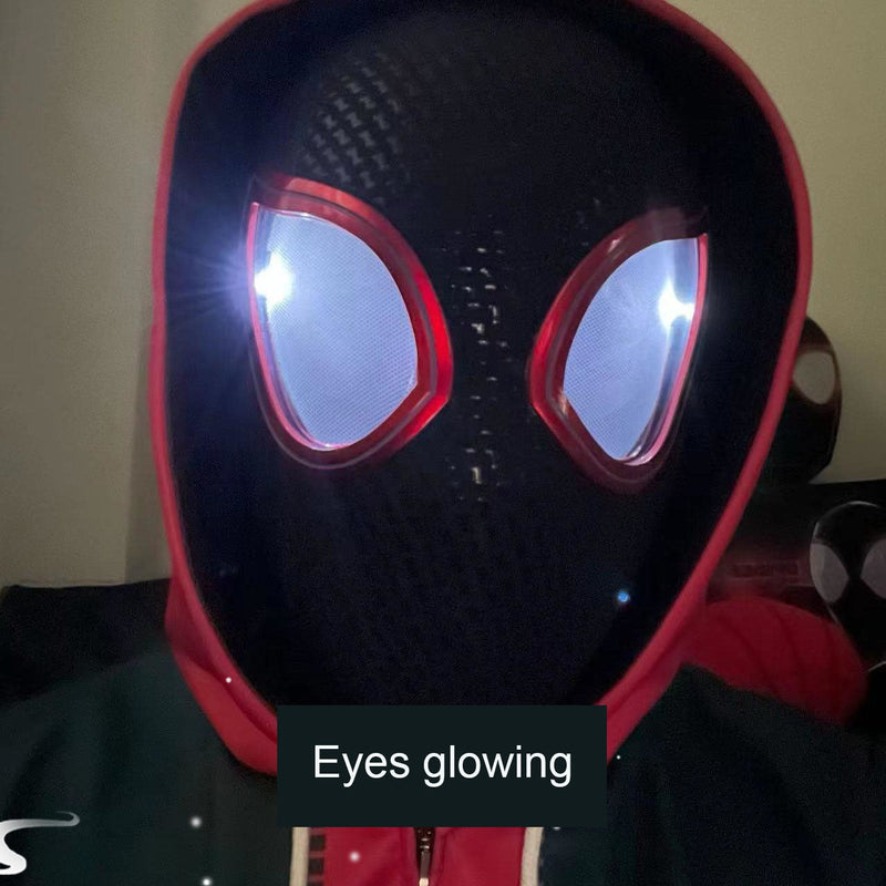 Miles Morales SpiderMan Mask | LED Glowing Eyes | Wearable Cosplay | Ring Remote Control