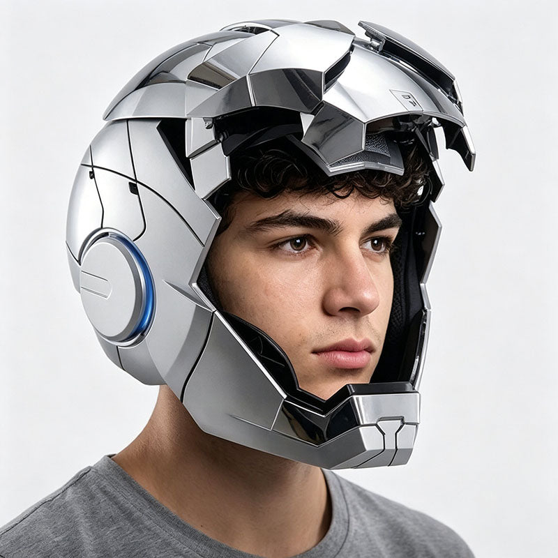 AutoKing Silver MK5 Iron Man Helmet with Voice Control Jarvis