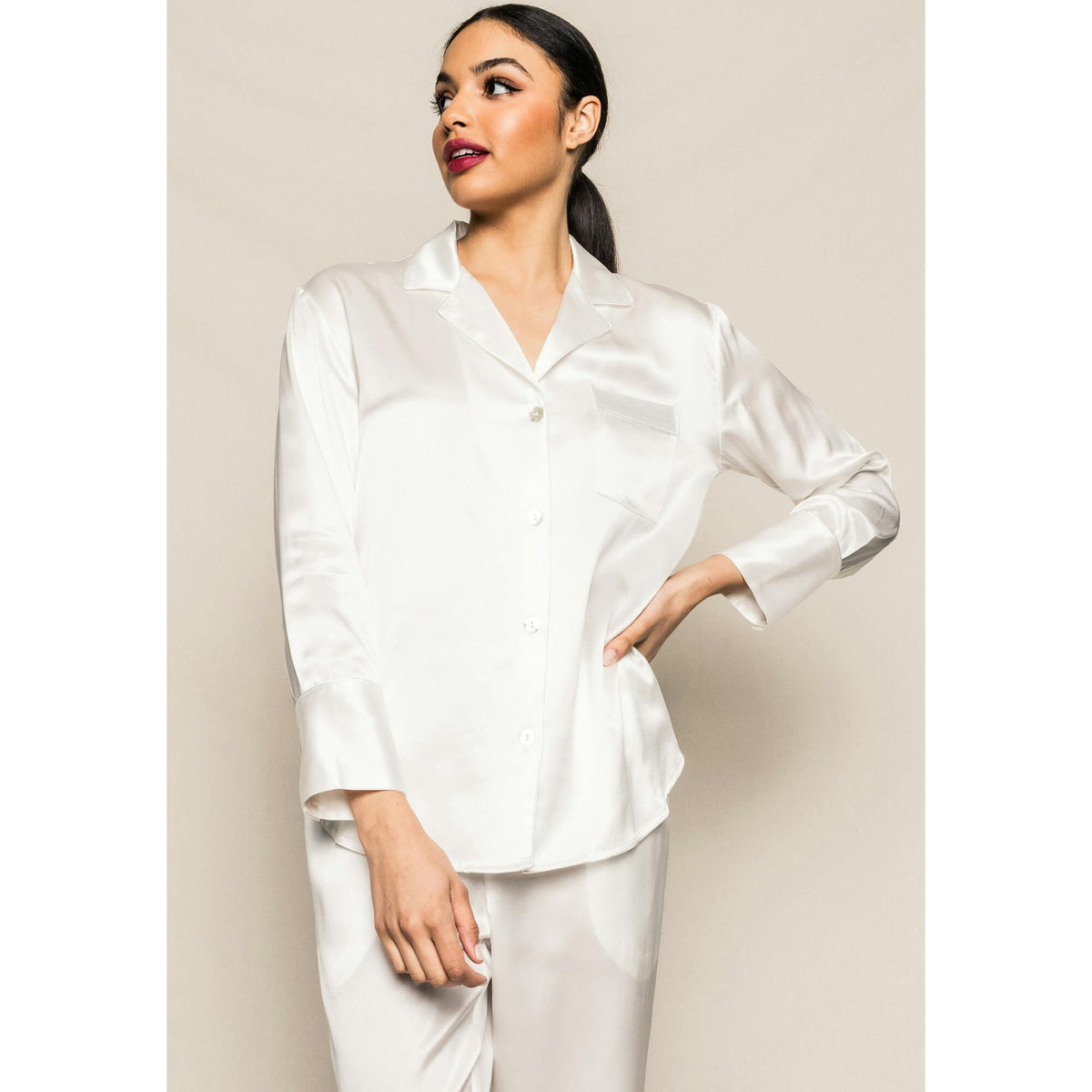 Women's Silk Pajama Set in Pink