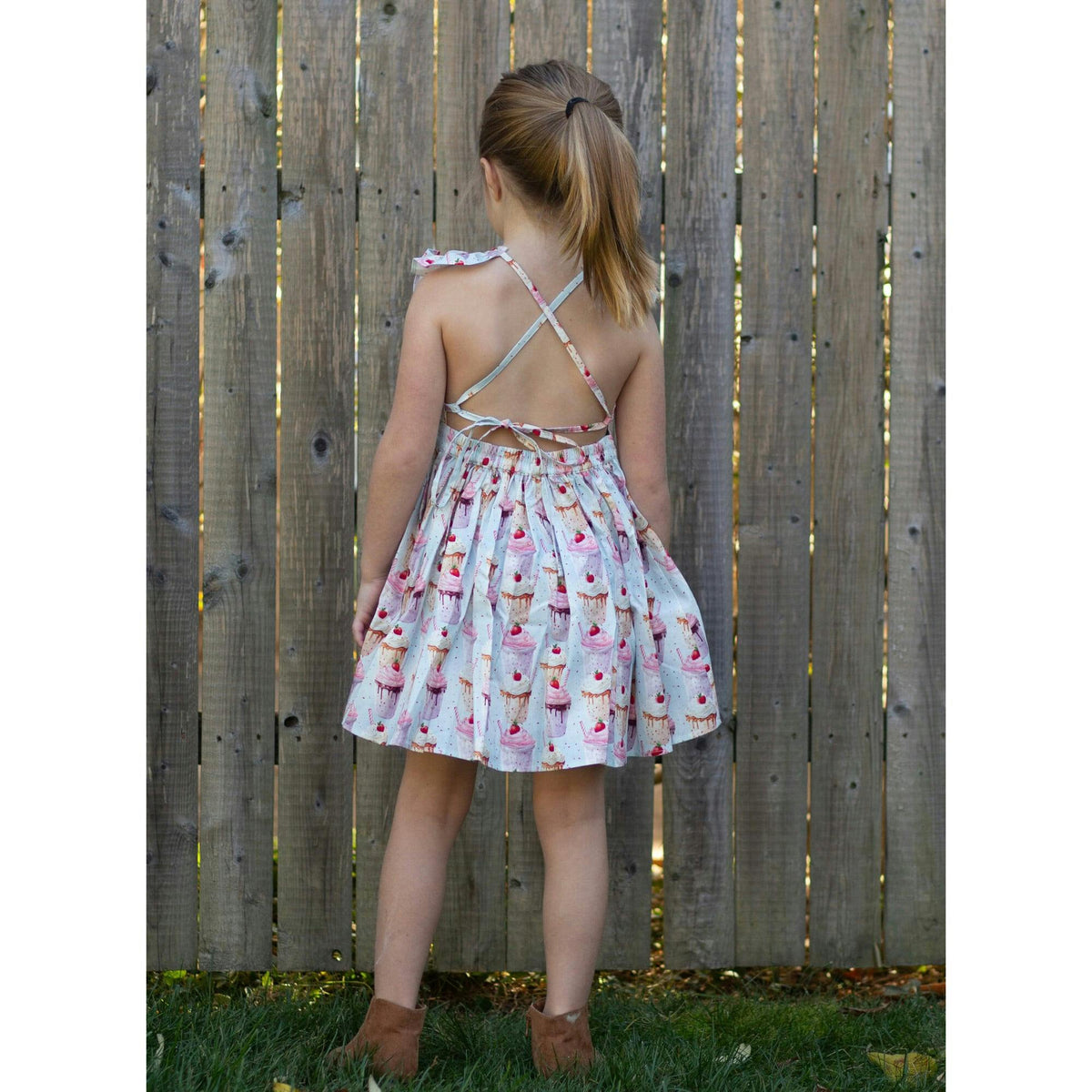 Ruffle Sleeve Dress in Milkshakes