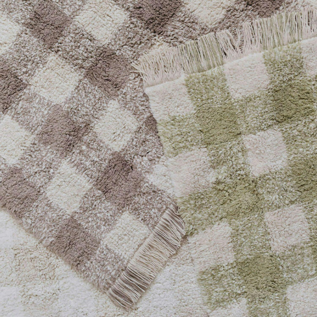 Washable Rug Vichy Marron