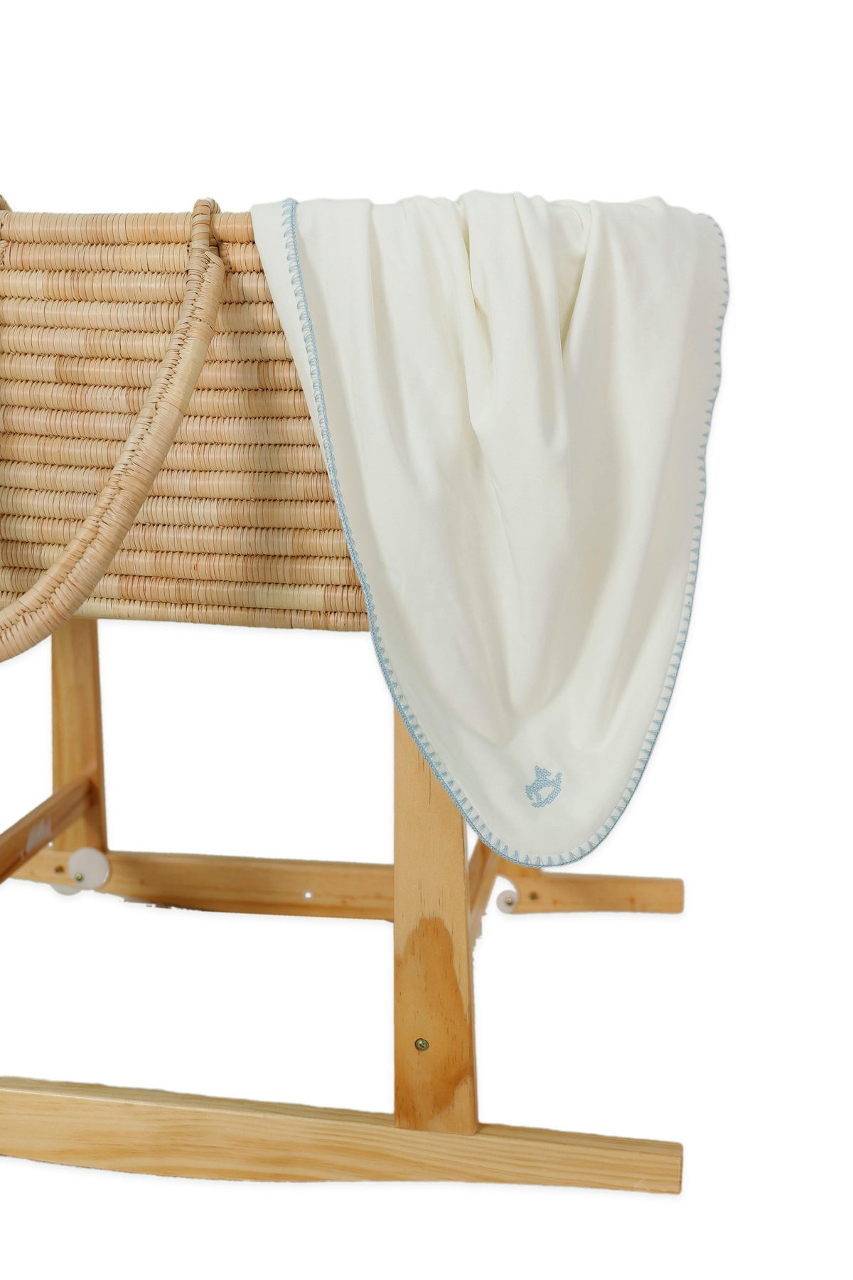 Rocking Horse Embroidered Cotton-Knit Blanket