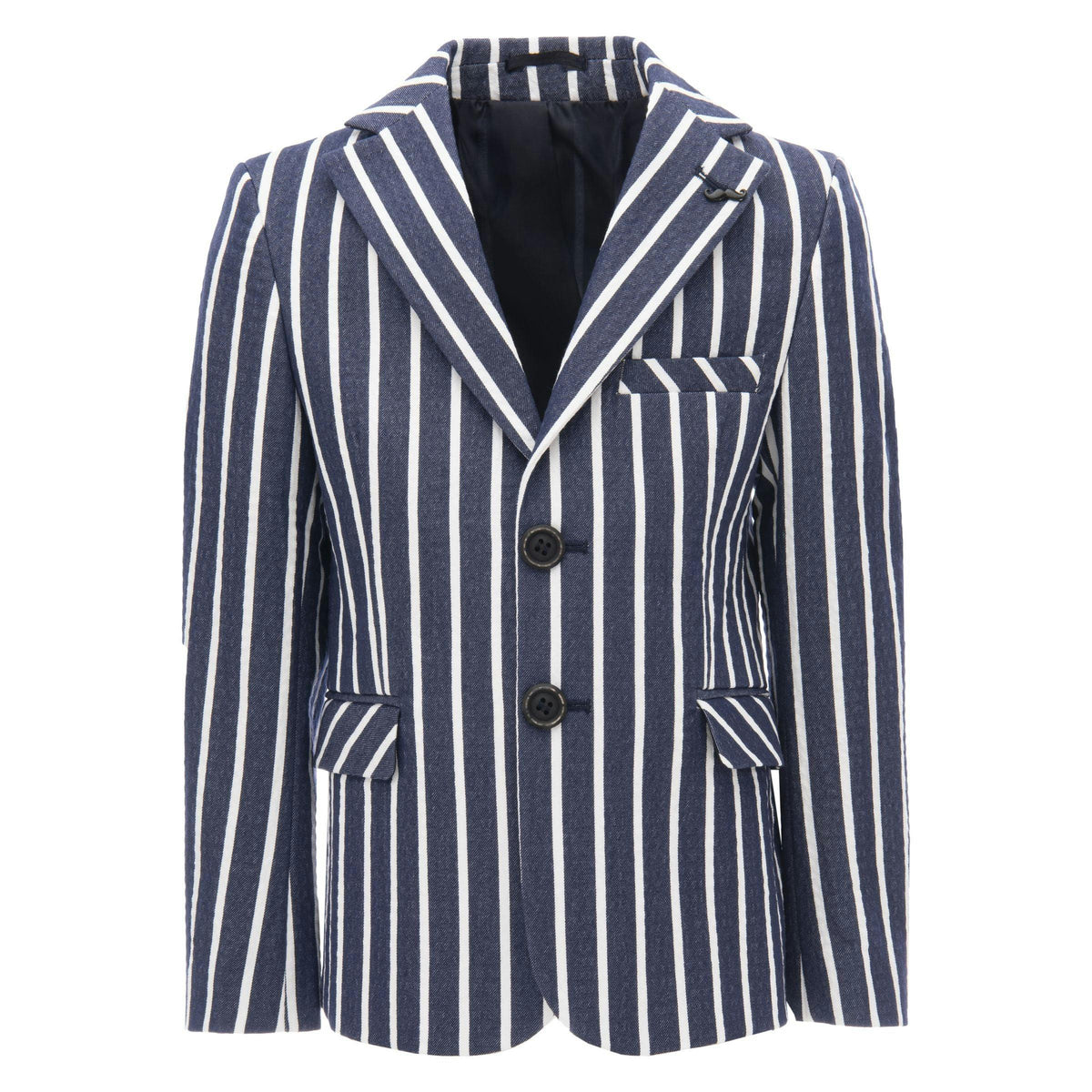 Navy Striped Peak Lapel Blazer