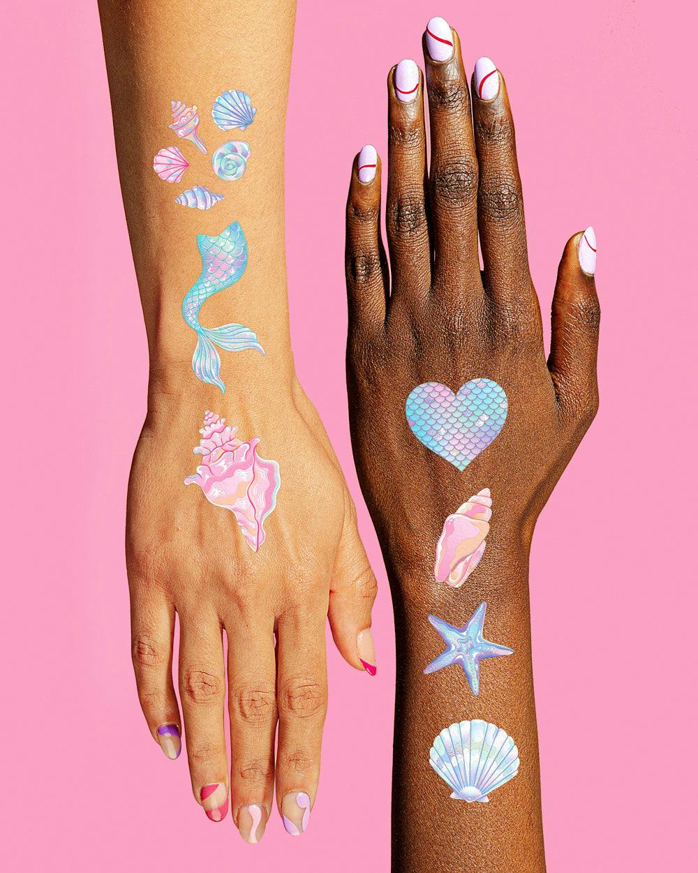 Pearlescent Mermaid Tats - 52 temporary tattoos