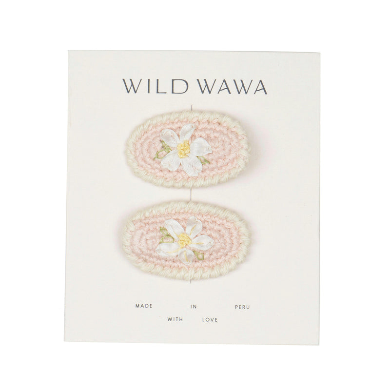 Crochet Clip Set in Melon Daisy
