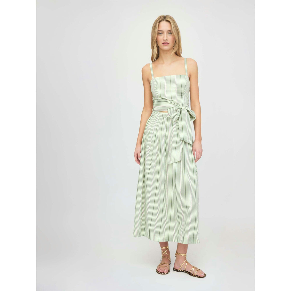The Ame Skirt - Green Jacquard Stripe