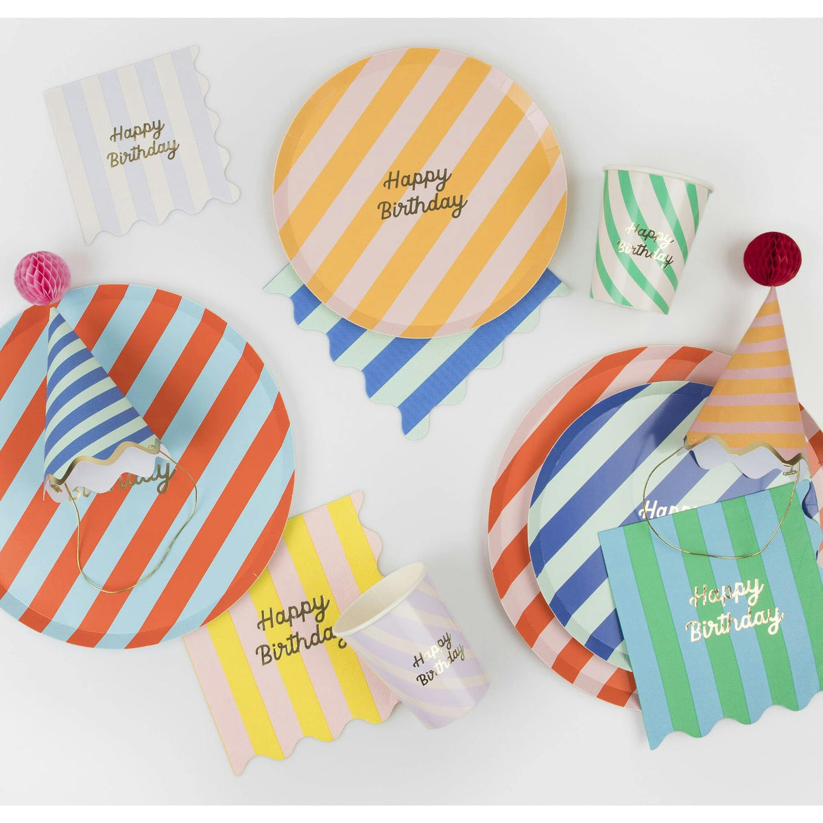 Stripe Happy Birthday Large Napkins