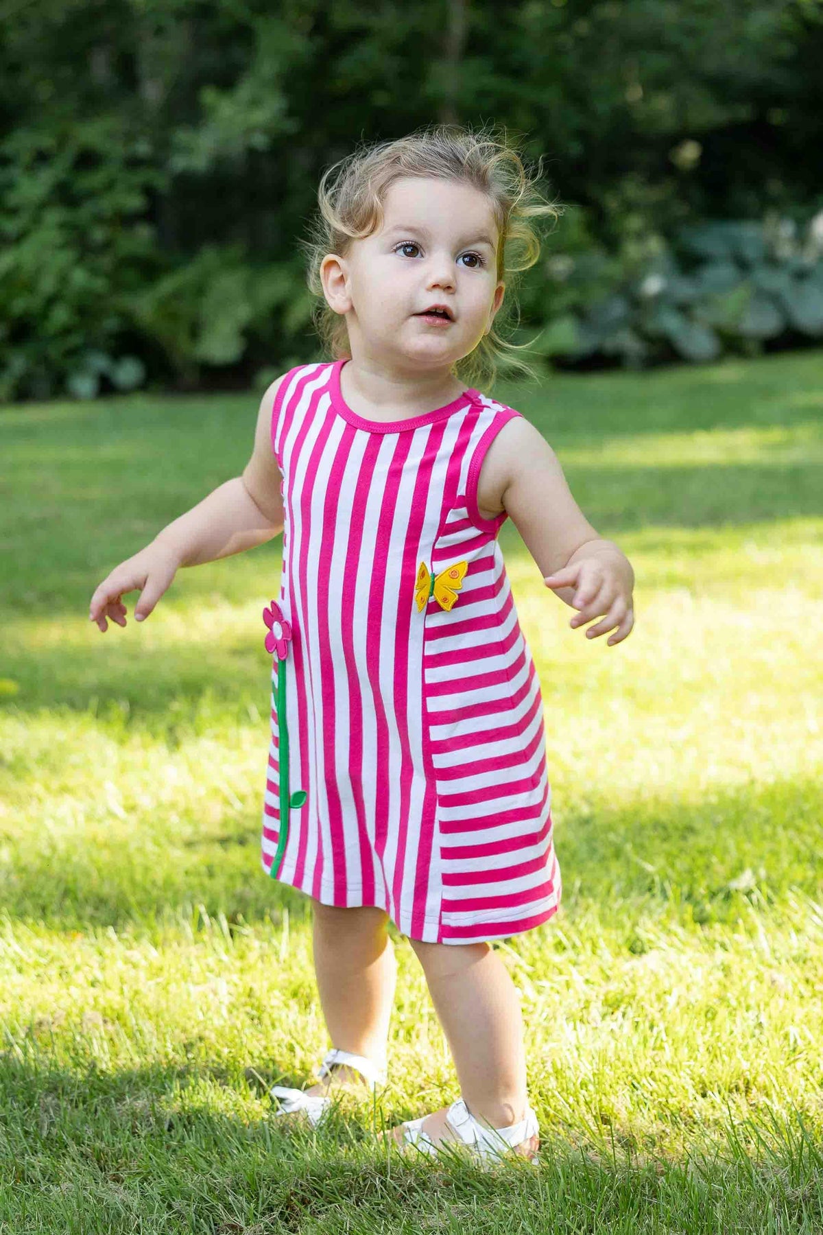 Stripe Knit Dress With Flower