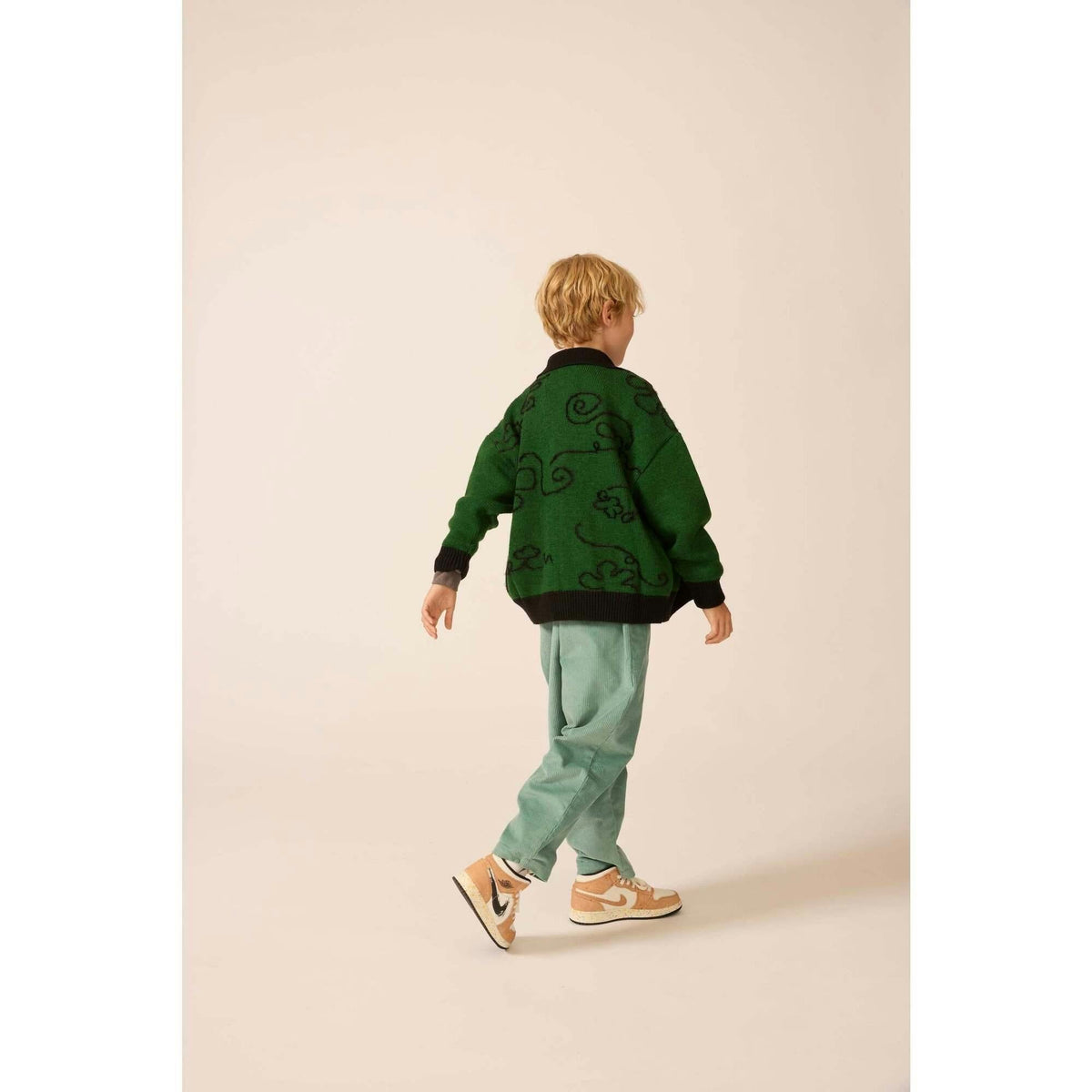 Collared Classroom Cardigan with Intarsia