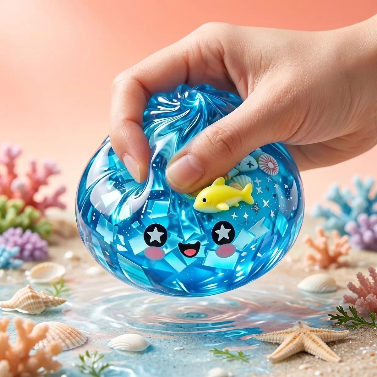 Coral Reef Ocean Glitter Dumpling Squishy