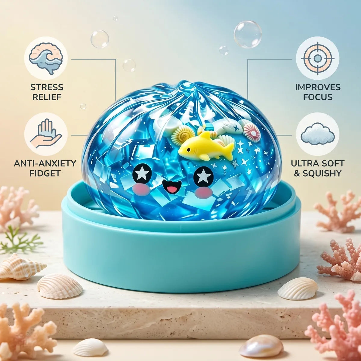 Coral Reef Ocean Glitter Dumpling Squishy