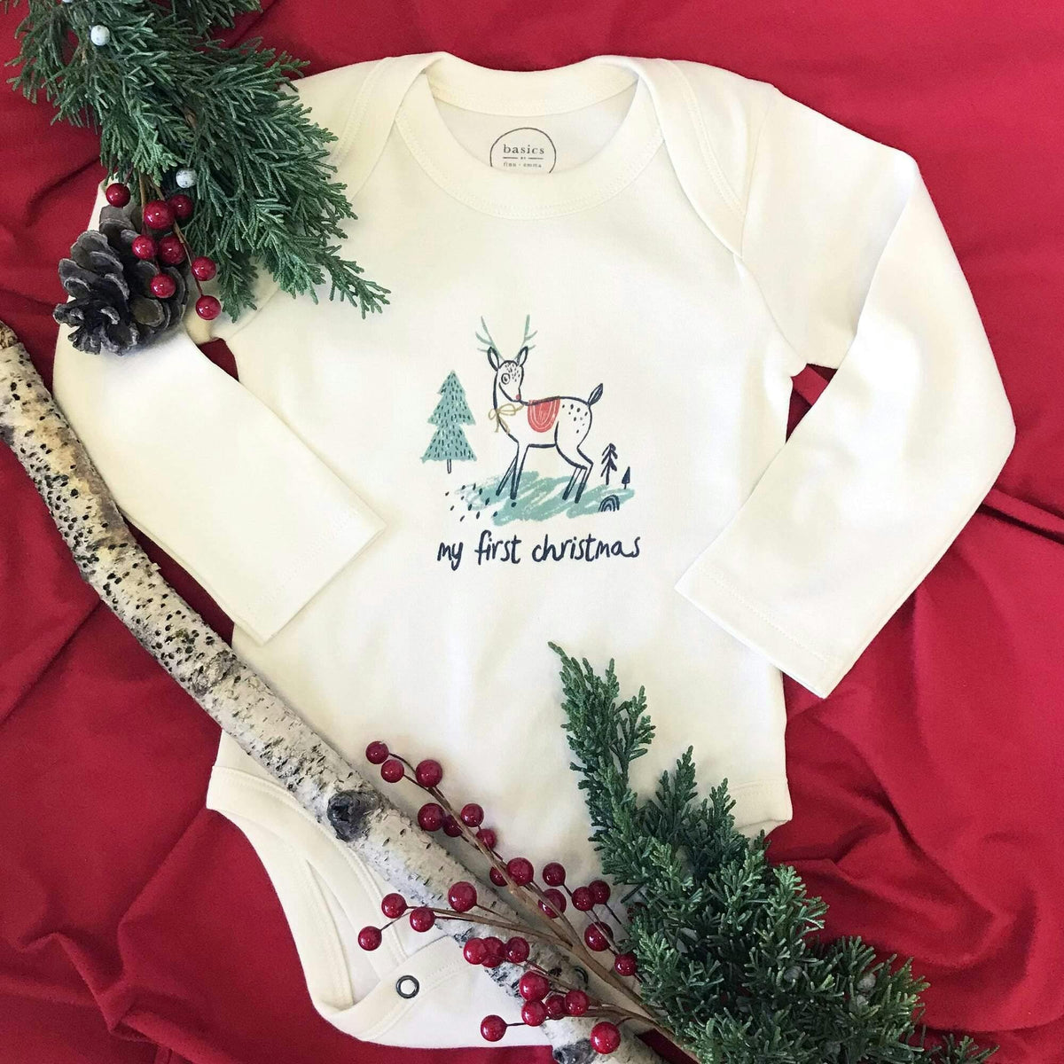graphic bodysuit | christmas deer (long sleeve)