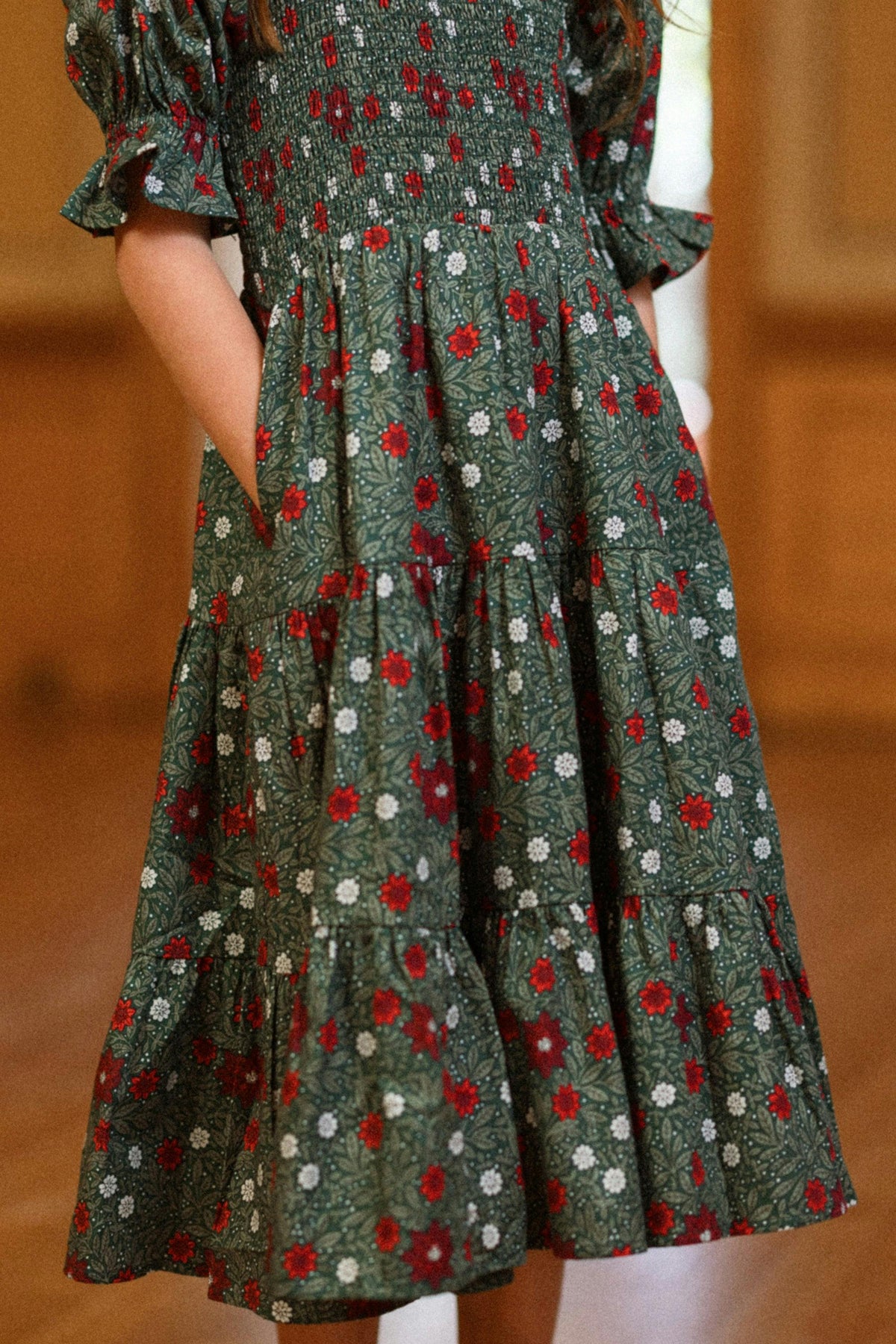 Mini Madeline Maxi Dress in Evergreen Merry Ditsy
