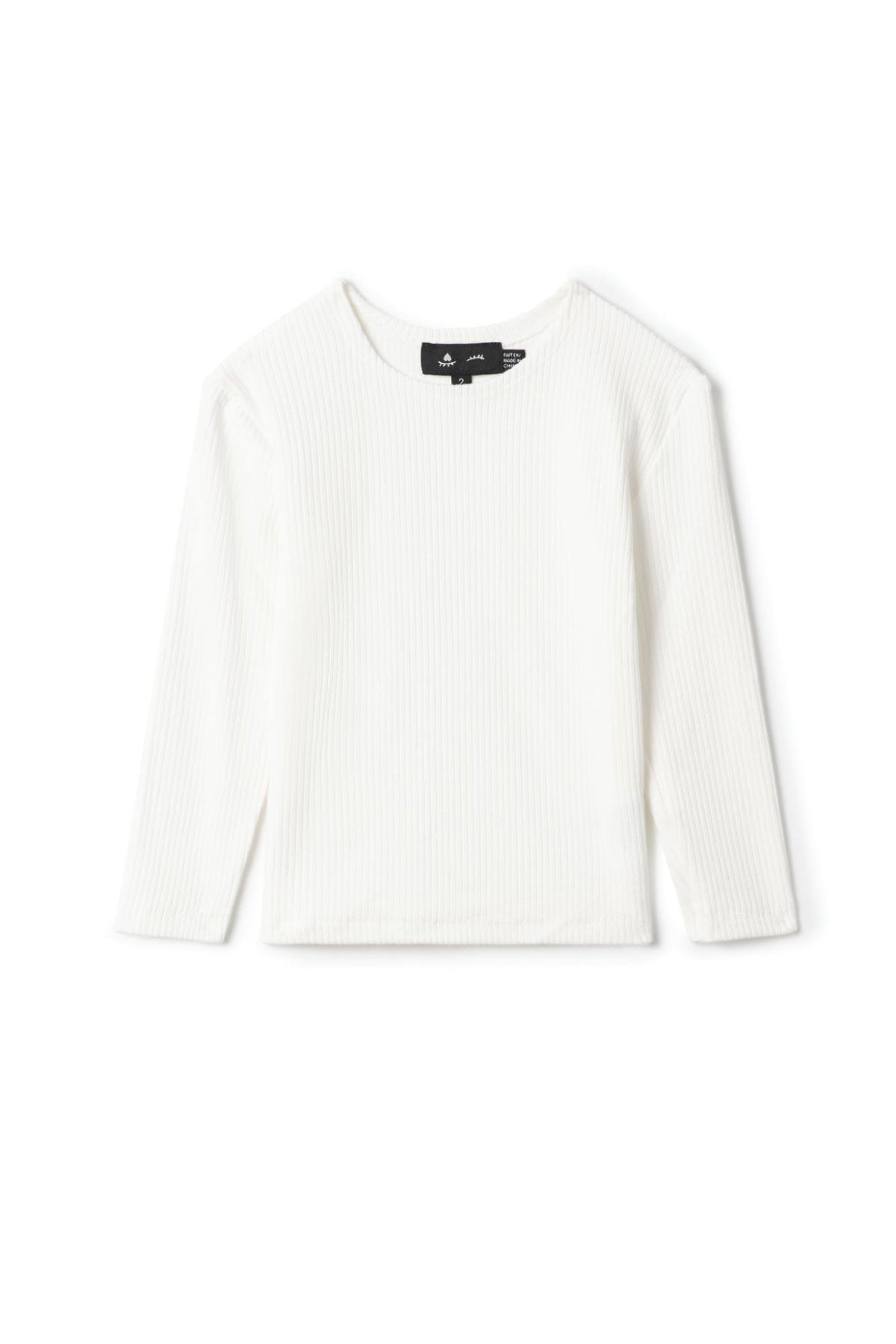 Pointelle Long Sleeve Rib Top
