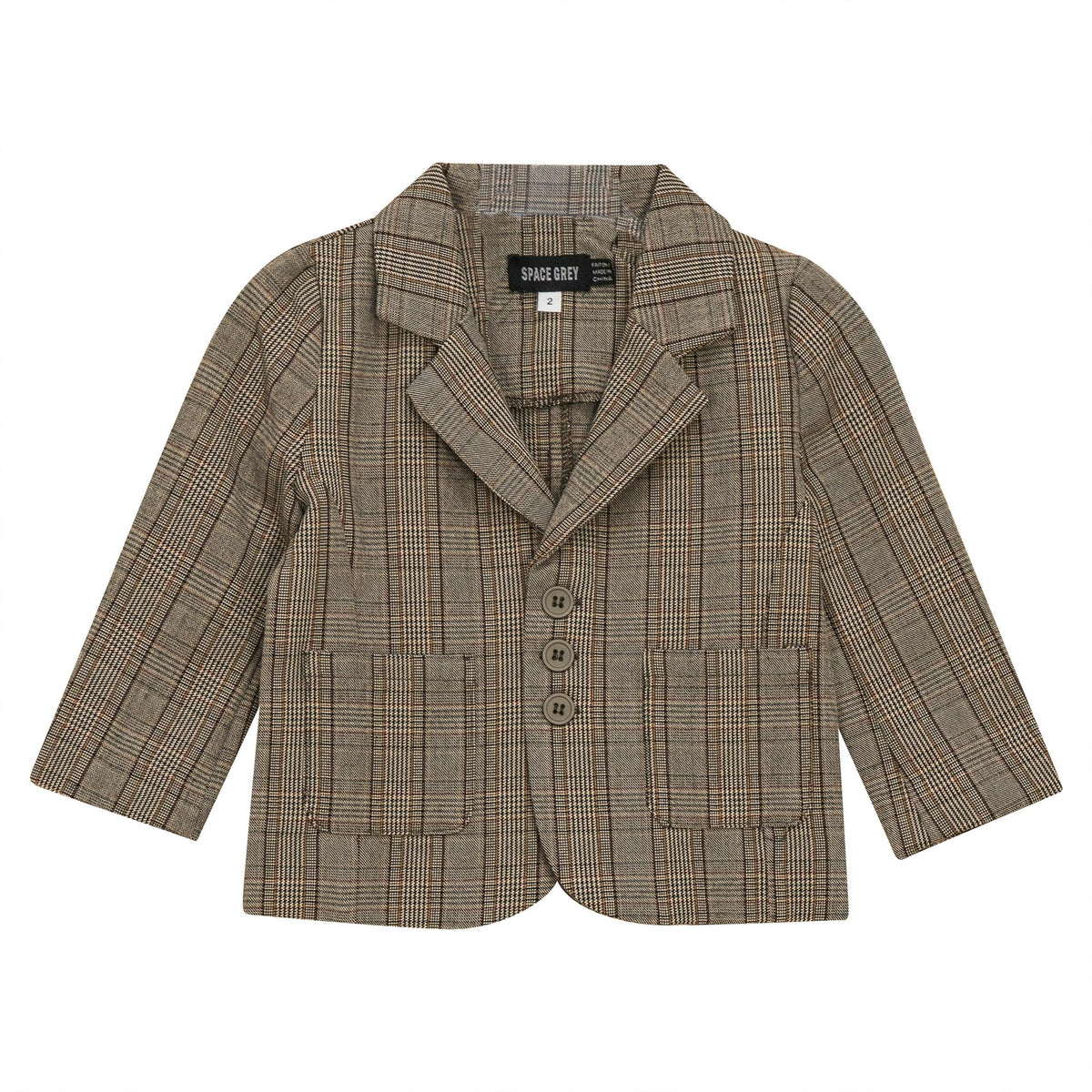 Woven Button Front Plaid Blazer
